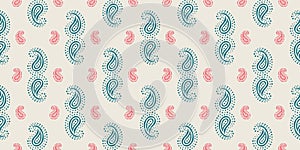 Seamless pattern based on traditional Asian elements Paisley. Boho vintage style vector background. Silk neck scarf or kerchief