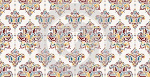 Seamless pattern based on traditional Asian elements Paisley. Boho vintage style vector background. Silk neck scarf or kerchief