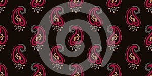 Seamless pattern based on traditional Asian elements Paisley. Boho vintage style vector background. Silk neck scarf or kerchief