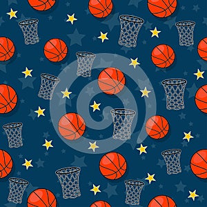 The seamless pattern on the basketball theme.