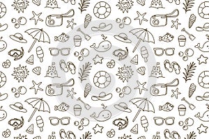 Seamless pattern with beach items