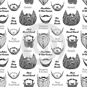 Seamless pattern with beards and mustaches