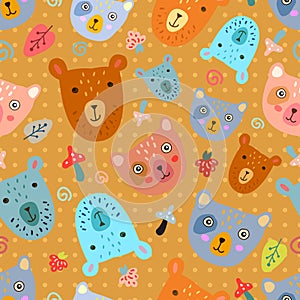 Seamless pattern with bears