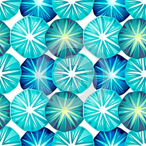 Seamless pattern with beautiful blue bindweed flowers, vector illustration