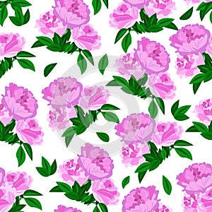 Seamless pattern with Beautiful bright wreath of lush pink peonies  round frame of flowers  beautiful spring plants  vector
