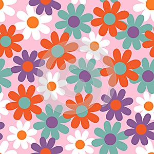 Seamless pattern with beautiful retro flowers
