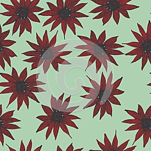 Seamless pattern of beautiful uncool flowers