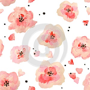 Sin costura patrón hermoso acuarela flores en blanco ilustraciones 