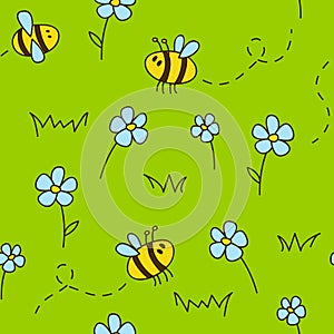 Seamless pattern with bees