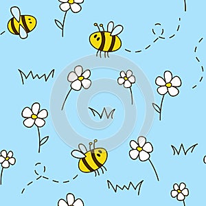 Seamless pattern with bees