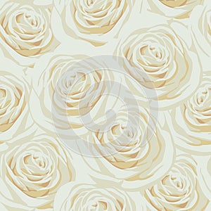 Seamless pattern with beige roses