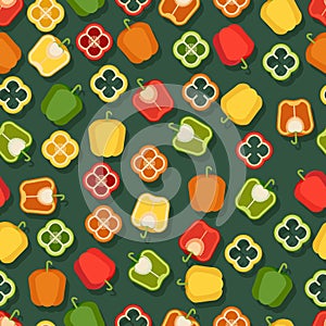 Seamless pattern of bell peppers. Vector illustration. Flat style.