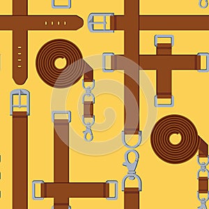 Seamless pattern of belt, buckle and carabiner