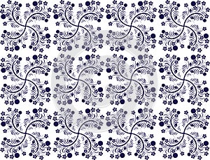 Seamless pattern with berries and flowers in two c