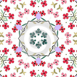 Seamless Pattern Beutiful Flowers And Leaves pattern .Colourful Flowers Background