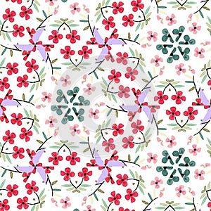 Seamless Pattern Beutiful Flowers And Leaves pattern .Colourful Flowers Background