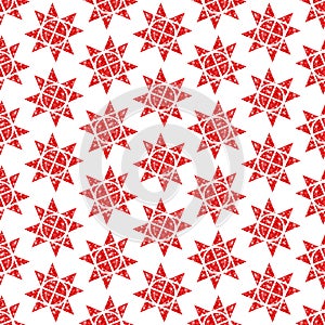 Seamless Pattern Big Red Christmas Stars Glitter