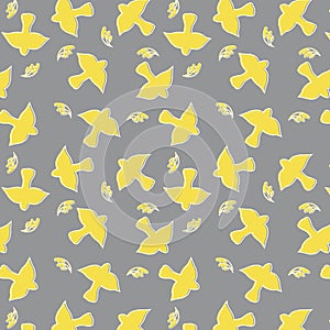 Seamless pattern with bird and wheat