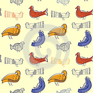 Seamless pattern with birds