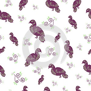 Seamless pattern with birds and brunches