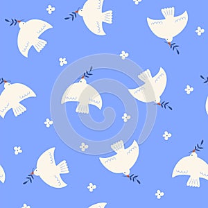 Seamless pattern with birds. Vecto illustrations