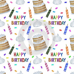 Seamless pattern birthday watercolor watercolor paper scrapbooking textiles design decoration congratulations