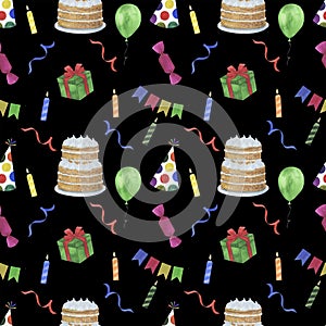 Seamless pattern birthday watercolor watercolor paper scrapbooking textiles design decoration congratulations