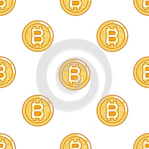 Seamless pattern bitcoin coin technology digital money internet currency flat design vector illustration