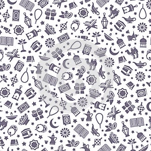 Seamless pattern with black arabic flat icons