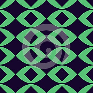 Seamless pattern on black background with neon green eyes of mystic cat, dog or hound of the Baskervilles.