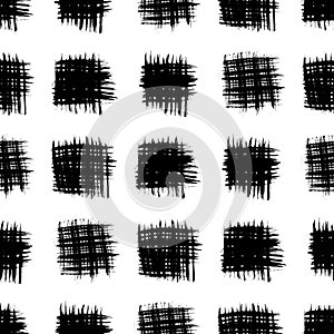 Seamless pattern with black brush stroke in square form