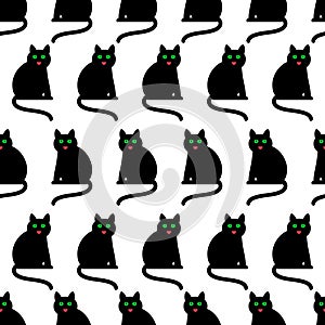 Seamless pattern with black cats