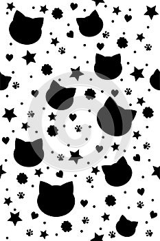 Seamless pattern with black cats in vector for printing