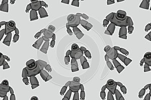 Seamless pattern of Black Different Robots