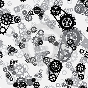 Seamless pattern with black and gray gears