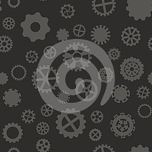 Seamless pattern with black and gray gears