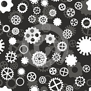 Seamless pattern with black and gray gears