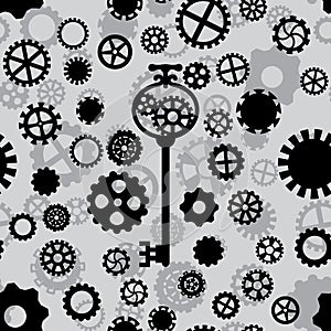 Seamless pattern with black and gray gears