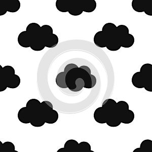 Seamless pattern with black hand drawn clouds