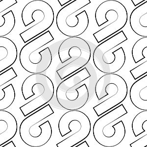 Seamless pattern with black outline infinity symbol, modern stylish image.