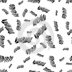 Seamless pattern with black pencil brushstrokes