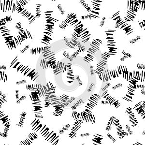 Seamless pattern with black pencil brushstrokes