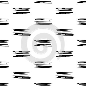 Seamless pattern with black pencil brushstrokes