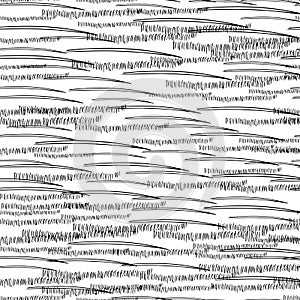 Seamless pattern with black pencil brushstrokes