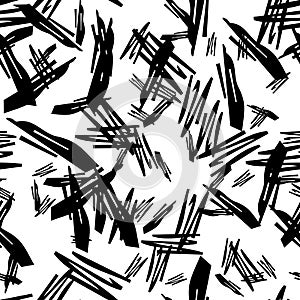 Seamless pattern with black pencil brushstrokes