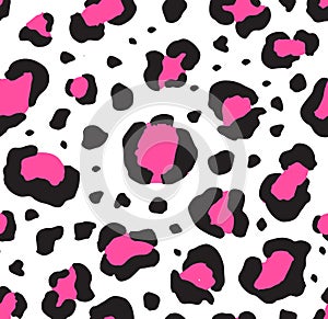 Seamless pattern of black pink leopard fur print