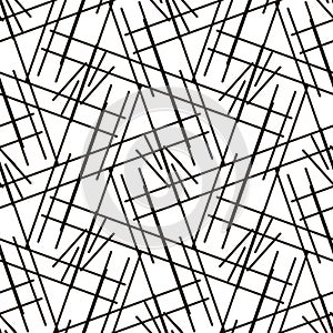 Vector black random lines seamless pattern background