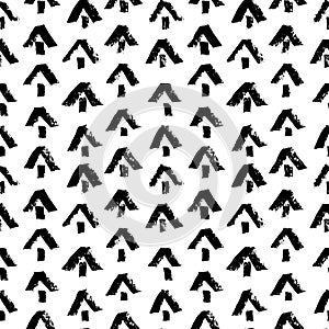 Seamless pattern with black triangle brush strokes