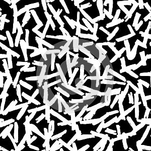 Seamless pattern black white cross hand drawn lines chalk grid, abstract simple scandinavian style background grunge texture.