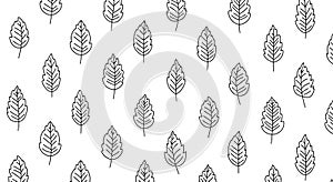 Seamless Pattern of Black and White Leaf Illustrations